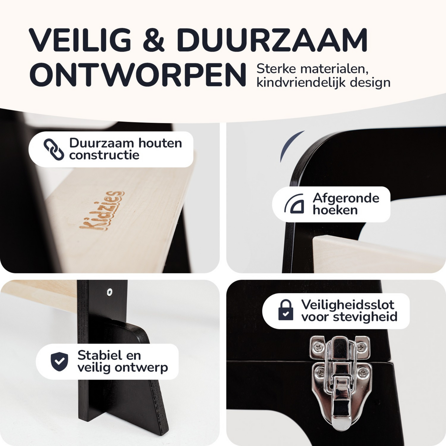 Kidzies© Inklapbare Montessori Leertoren Met Glijbaan